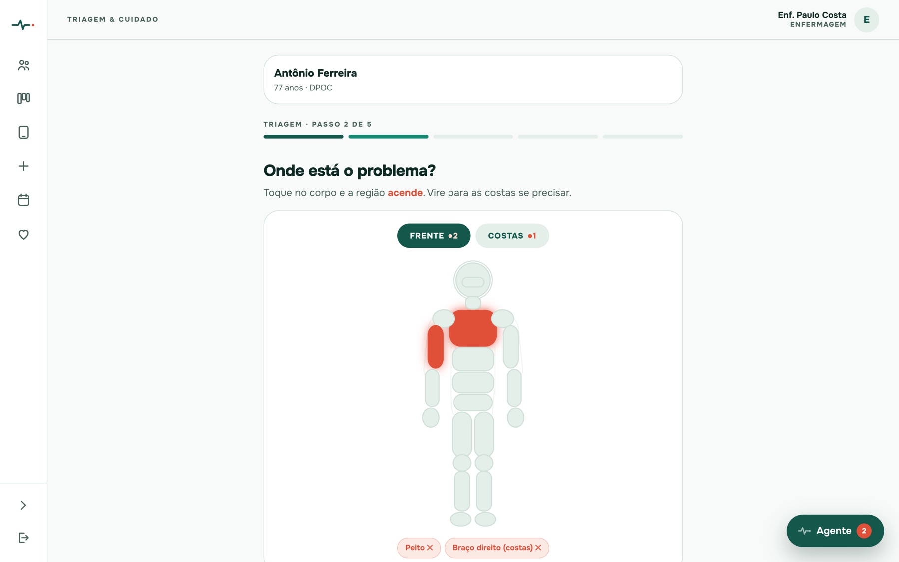 Triagem — mapa corporal interativo