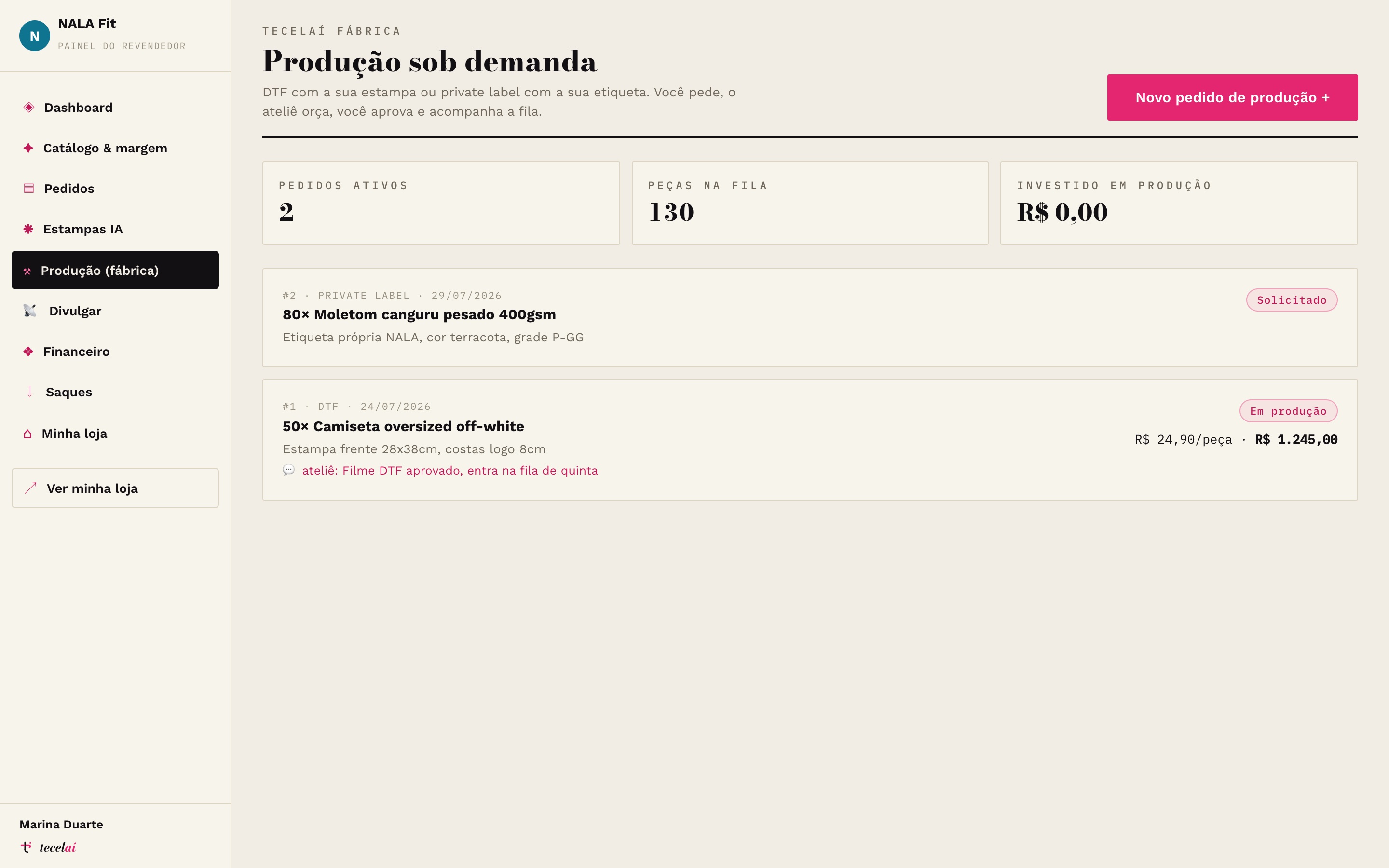 Fila de produção